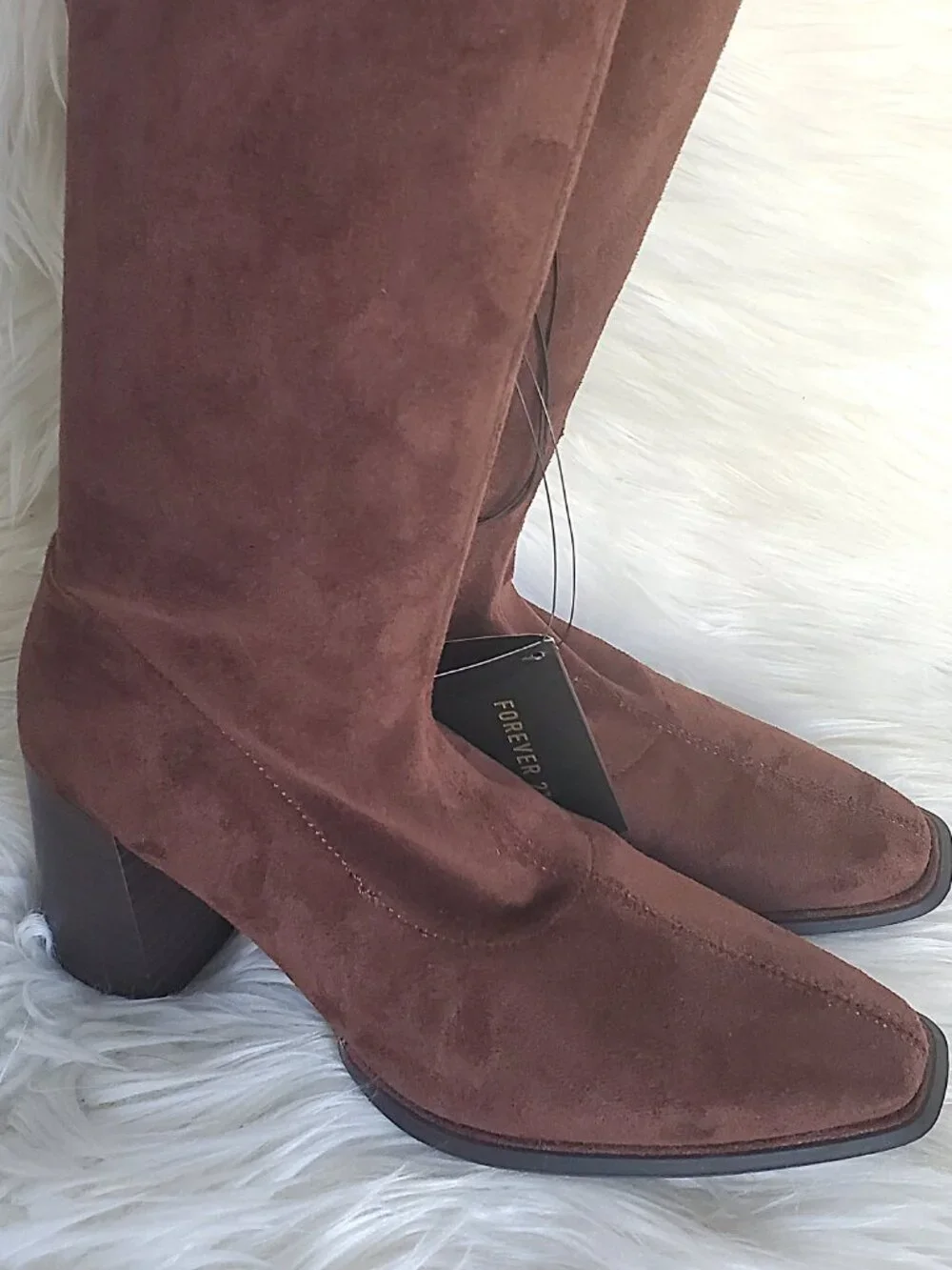 Forever 21 Brown Over The Knee Side Zipper Suede Boot SZ 6